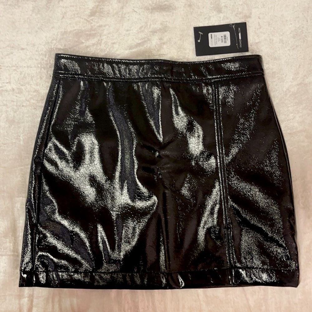 Faux Patent Leather Mini Skirt